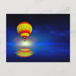 Colorful Yellow Hot Air Ballon Waterverf Briefkaart