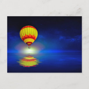 Colorful Yellow Hot Air Ballon Waterverf Briefkaart