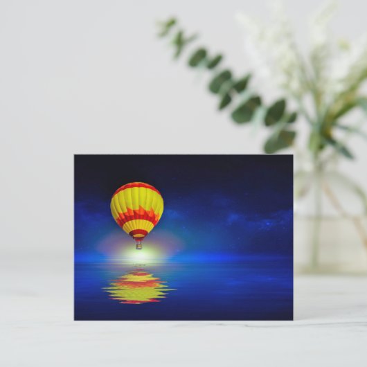 Colorful Yellow Hot Air Ballon Waterverf Briefkaart (Staand voorkant)