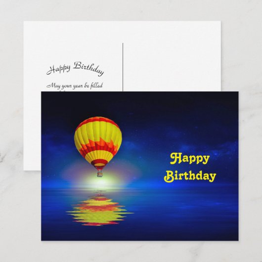 Colorful Yellow Hot Air ballon, zaterdag Briefkaart (Voorkant / Achterkant)