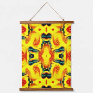 Colorful Yellow Oranje Green Swirls Abstract Hangend Wandkleed