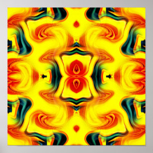 Colorful Yellow Oranje Green Swirls Abstract Poster
