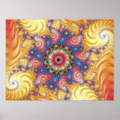 Colorful Yellow Spirals Mandelbrot Poster (Voorkant)