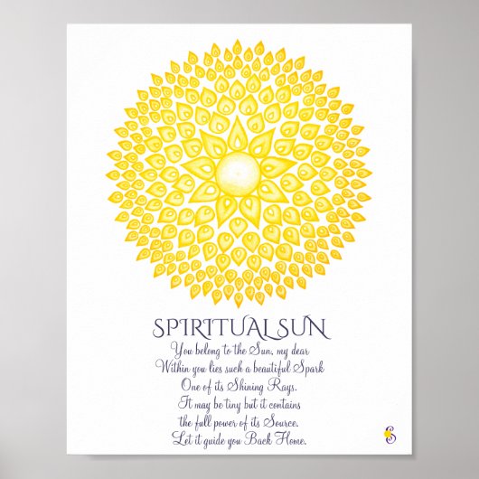 Colorful Yellow Spiritueel Sun Mandala Poster (Voorkant)