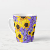 Colorful Yellow Sunflower & Purple Floral Pattern  Latte Mok (Linkerhoek)