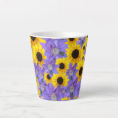 Colorful Yellow Sunflower & Purple Floral Pattern  Latte Mok (Voorkant)