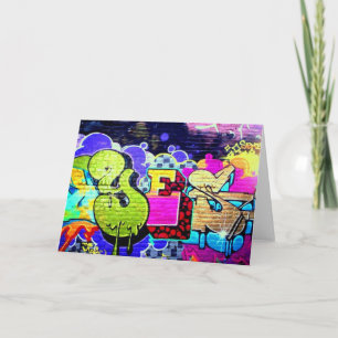 Colorful Yes Graffiti Art Note Birthday Card Kaart