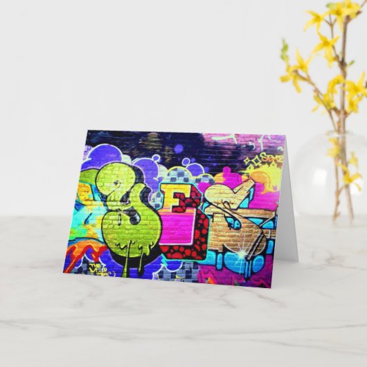 Colorful Yes Graffiti Art Note Birthday Kaart (Gele Bloem)