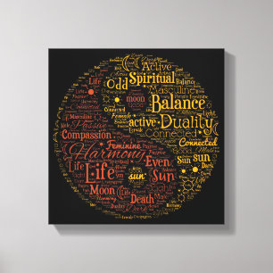 Colorful Yin Yang Spirituele Word Art Canvas Afdruk