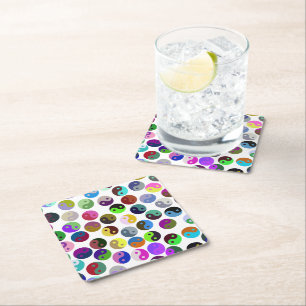 Colorful Ying Yang Pattern Kartonnen Onderzetters