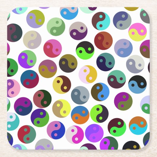 Colorful Ying Yang Pattern Kartonnen Onderzetters (Voorkant)