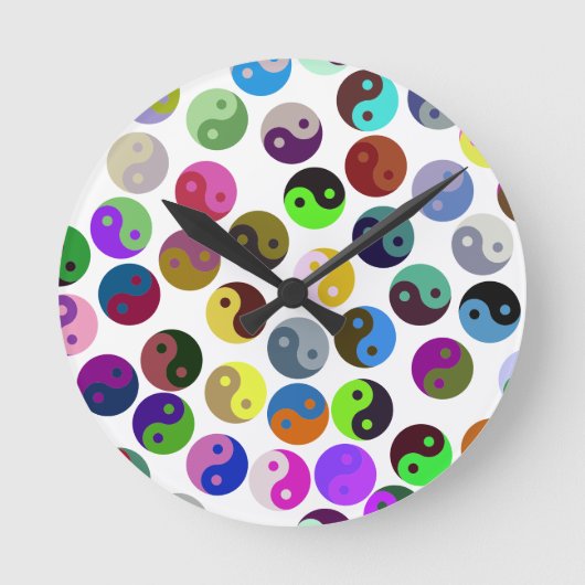 Colorful Ying Yang Pattern Ronde Klok (Voorkant)
