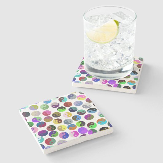 Colorful Ying Yang Pattern Stenen Onderzetter (Zijkant)