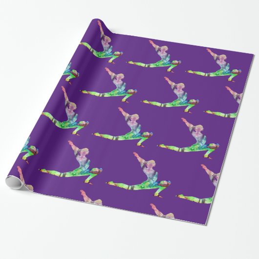 Colorful Yoga Stretch Position Cadeaupapier (Uitgerold)