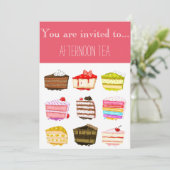 Colorful yummy cakes, namiddagtheefeestje kaart (Staand voorkant)