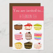 Colorful yummy cakes, namiddagtheefeestje kaart (Voorkant / Achterkant)