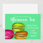 Colorful yummy macaroon namiddagtheekfeestje kaart (Voorkant / Achterkant)