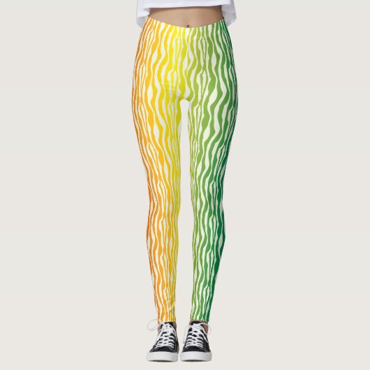 Colorful Zebra Pattern Print Leggings (Voorkant)