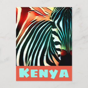Colorful Zebra Pop Art Kenya Travel Poster Style Briefkaart