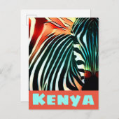 Colorful Zebra Pop Art Kenya Travel Poster Style Briefkaart (Voorkant / Achterkant)