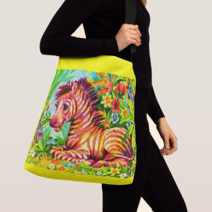 Colorful zebra print uit 1960 crossbody tas