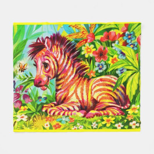 Colorful zebra print uit 1960 fleece deken (Voorkant (Horizontaal))