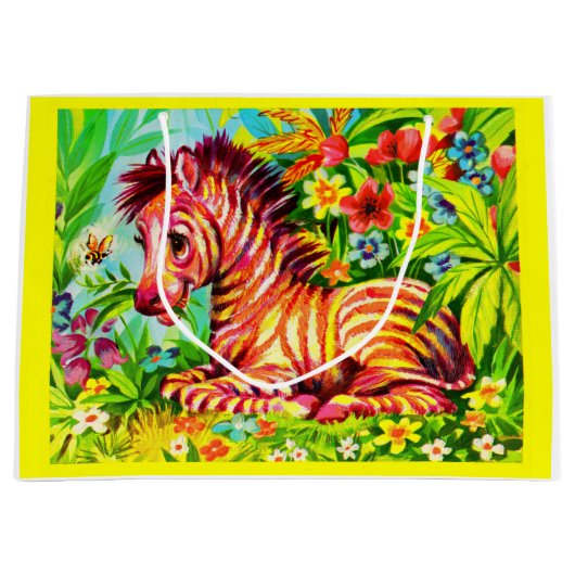 Colorful zebra print uit 1960 groot cadeauzakje (Voorkant)