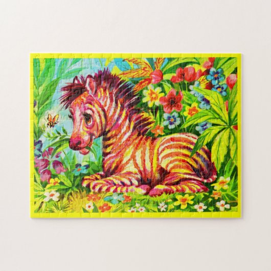 Colorful zebra print uit 1960 legpuzzel (Horizontaal)
