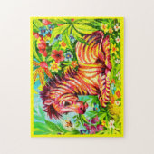 Colorful zebra print uit 1960 legpuzzel (Verticaal)