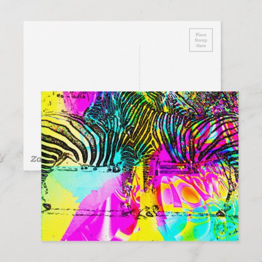 Colorful Zebras Briefkaart (Voorkant / Achterkant)
