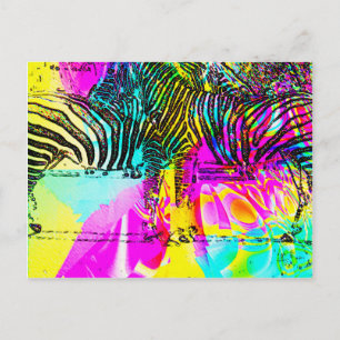Colorful Zebras Briefkaart