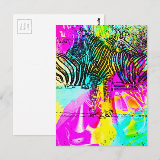 Colorful Zebras Briefkaart (Voorkant / Achterkant)