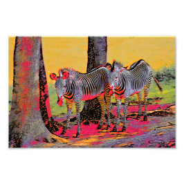 Colorful Zebras Foto Afdruk