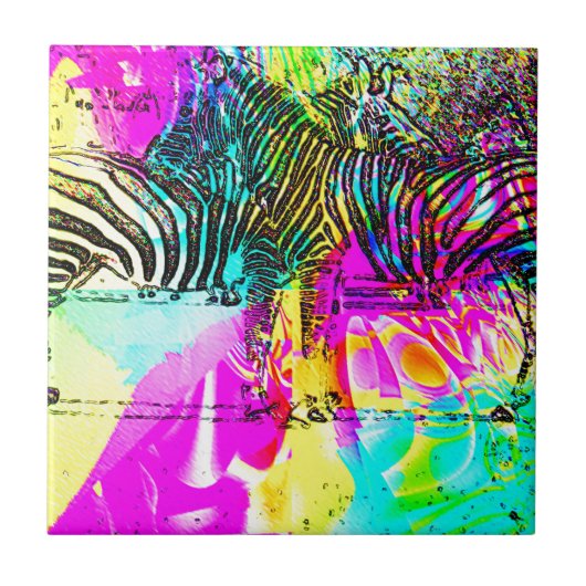 Colorful Zebras Tegeltje (Voorkant)