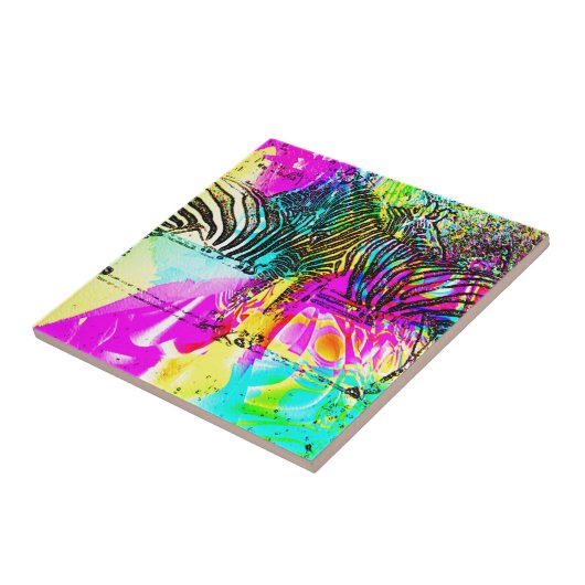 Colorful Zebras Tegeltje (Zijkant)