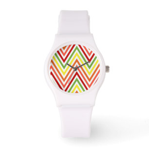 Colorful Zigzag Chevron Pattern Horloge