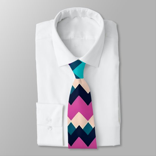 Colorful Zigzag Chevron Pattern Stropdas (Gebonden)