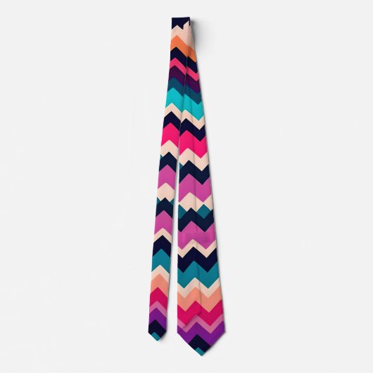 Colorful Zigzag Chevron Pattern Stropdas (Achterkant)