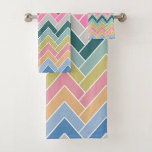 Colorful Zigzag Retro Chevron Bad Handdoek
