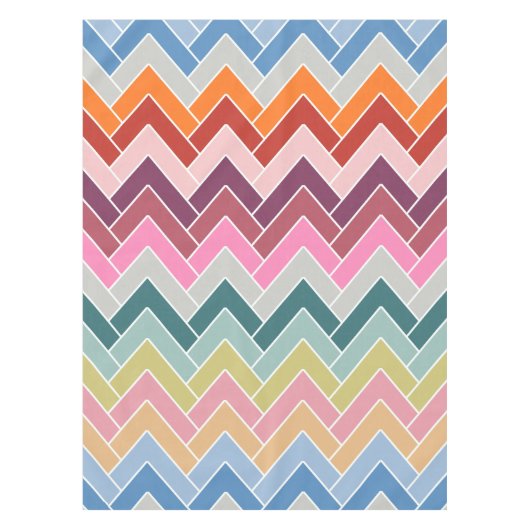 Colorful Zigzag Retro Chevron Tafelkleed (Voorkant)