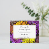 Colorful Zinnia Flowers Weddenschap RSVP (Staand voorkant)