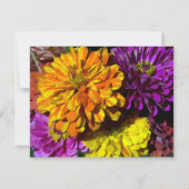 Colorful Zinnia Flowers Weddenschap RSVP (Achterkant)