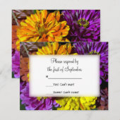Colorful Zinnia Flowers Weddenschap RSVP (Voorkant / Achterkant)
