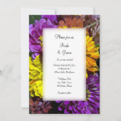 Colorful Zinnia Flowers Wedding Kaart (Voorkant)