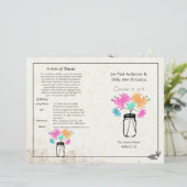 Colorful Zinnia Mason Jar Wedding Programme (Staand voorkant)