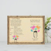 Colorful Zinnia Mason Jar Wedding Programme (Staand voorkant)