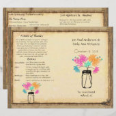 Colorful Zinnia Mason Jar Wedding Programme (Voorkant / Achterkant)