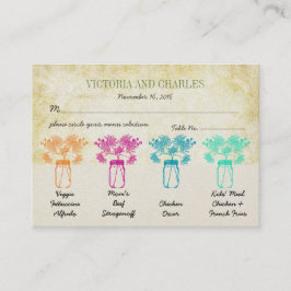 Colorful Zinnia Mason Jar Wild Flower Wedding Contactkaartje