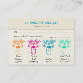 Colorful Zinnia Mason Jar Wild Flower Wedding Plaatskaartje