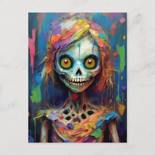 Colorful Zombie Doll with Red Eyes Briefkaart (Voorkant)